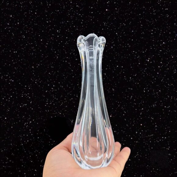 Vintage Orrefors Clear Glass Crystal Vase Hand Made In Sweden Flower Shaped 7.5" - Picture 2 of 13